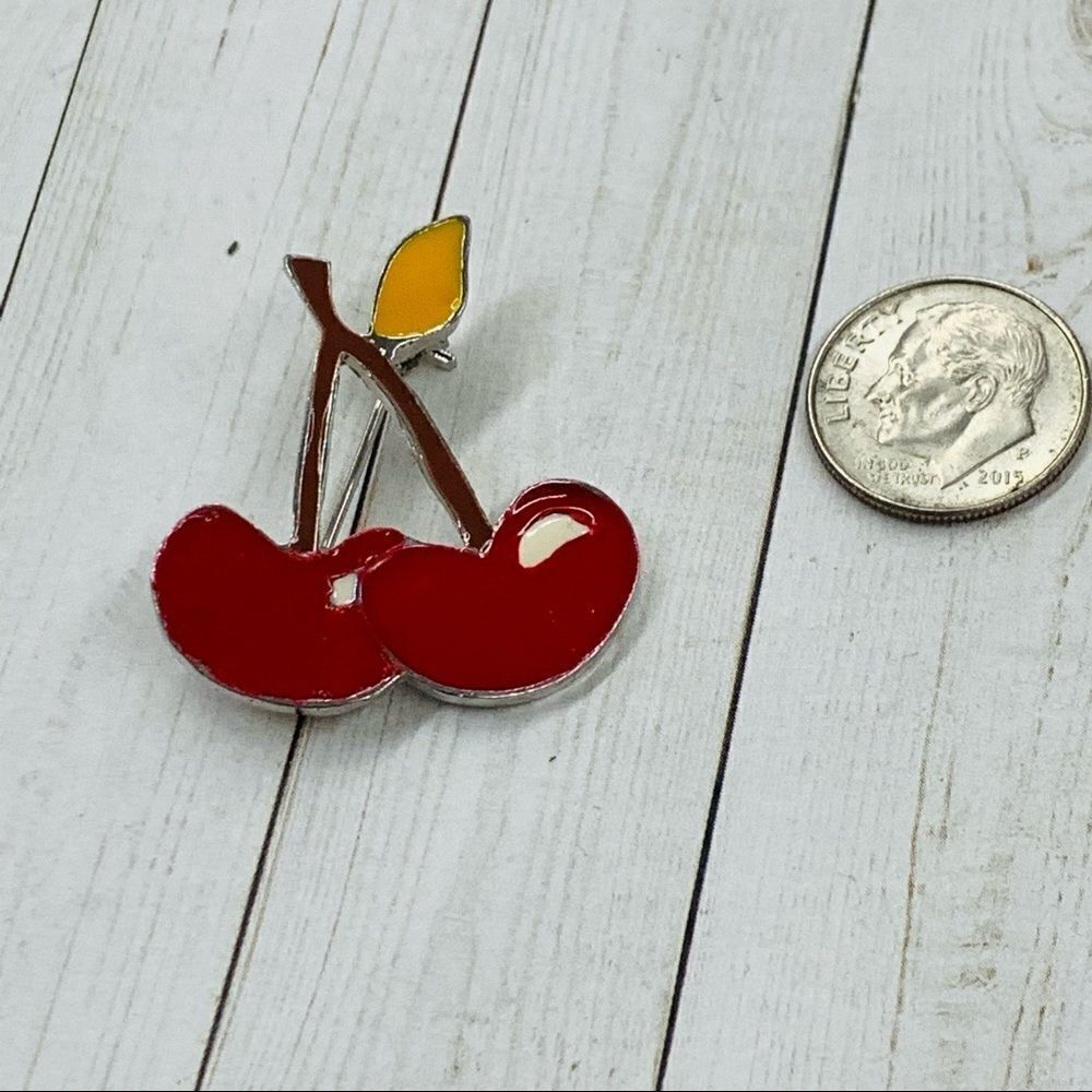 Enameled Cheery Brooch